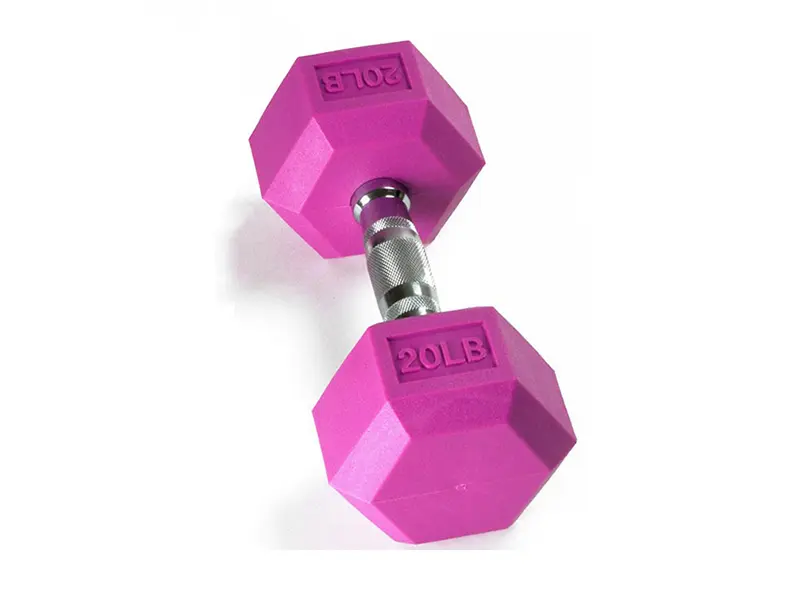 Colored Rubber Encased Hex Dumbbell