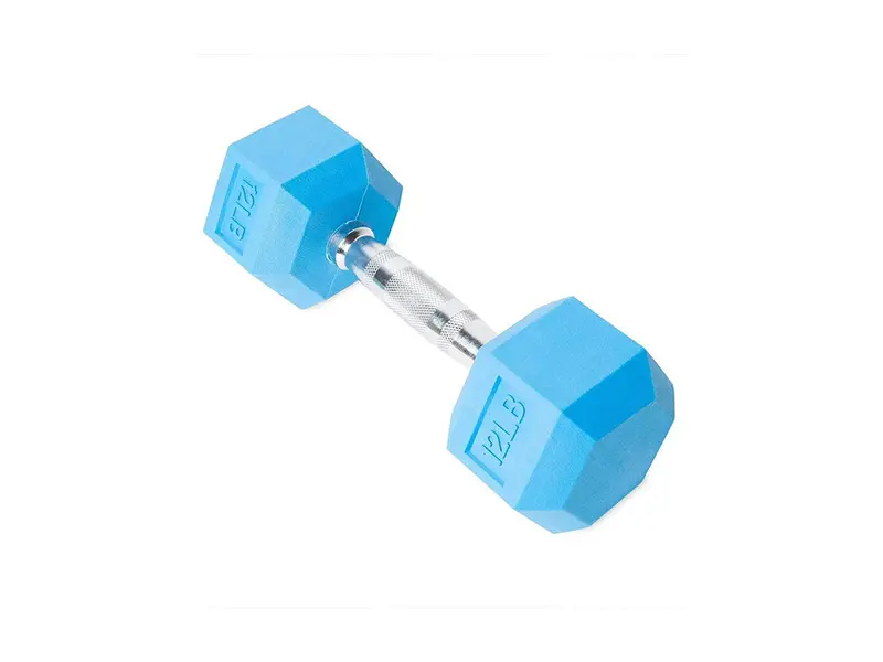 Colored Rubber Encased Hex Dumbbell