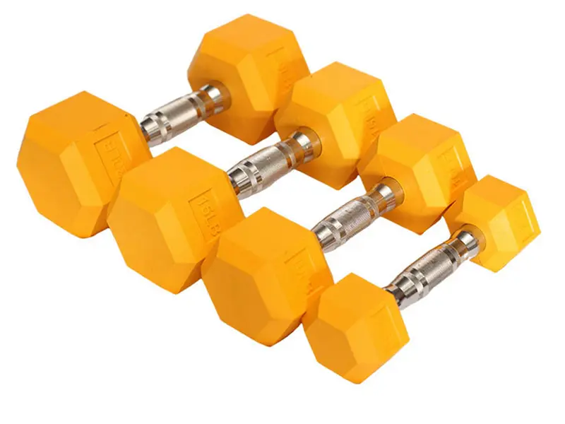 Colored Rubber Encased Hex Dumbbell