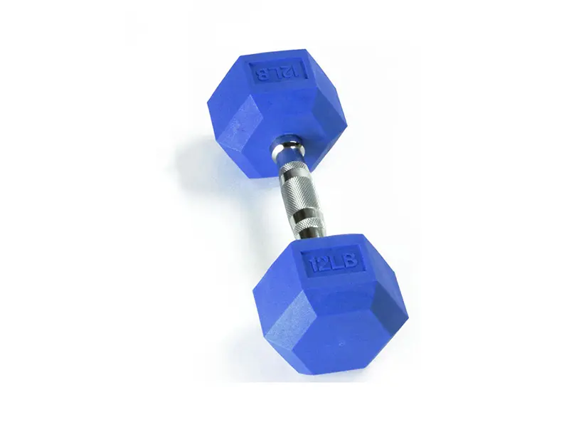 Colored Rubber Encased Hex Dumbbell