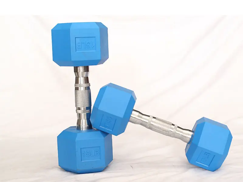Colored Rubber Encased Hex Dumbbell